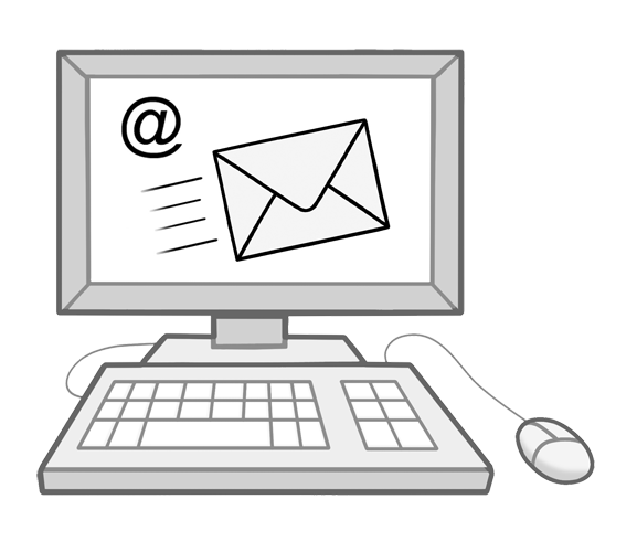 Illustration: Computer mit E-Mail-Symbol