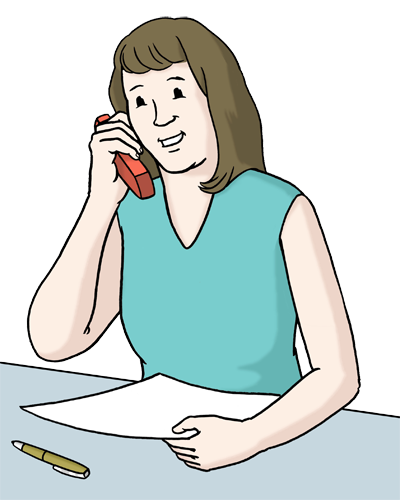 Illustration: Person am Telefon mit Notizzettel
